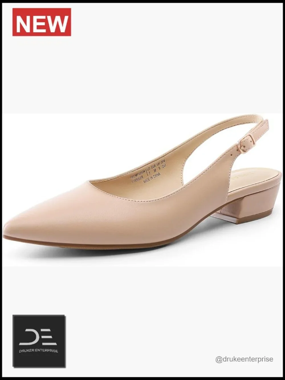 Kitten Slingback Low Block Heels Pointed Toe Business Dress Shoes Comfortable